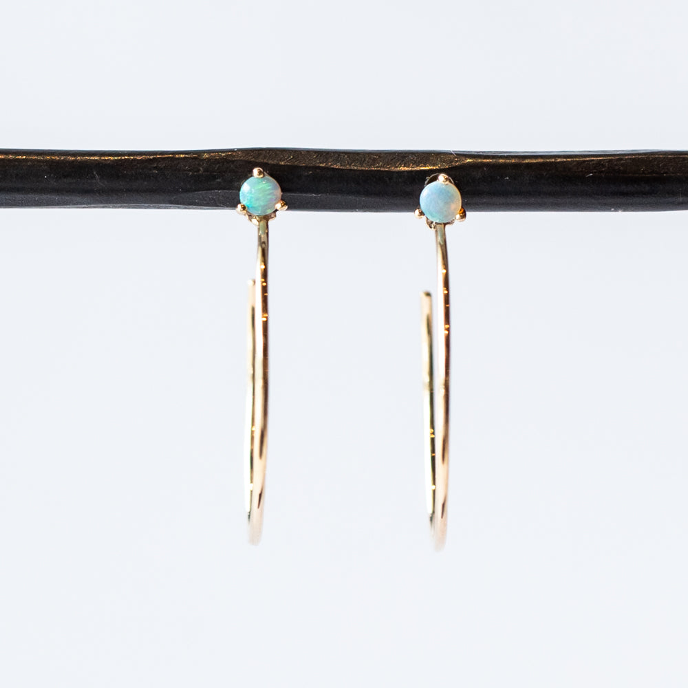 Wwake | Large Opal Stud Hoop Earrings
