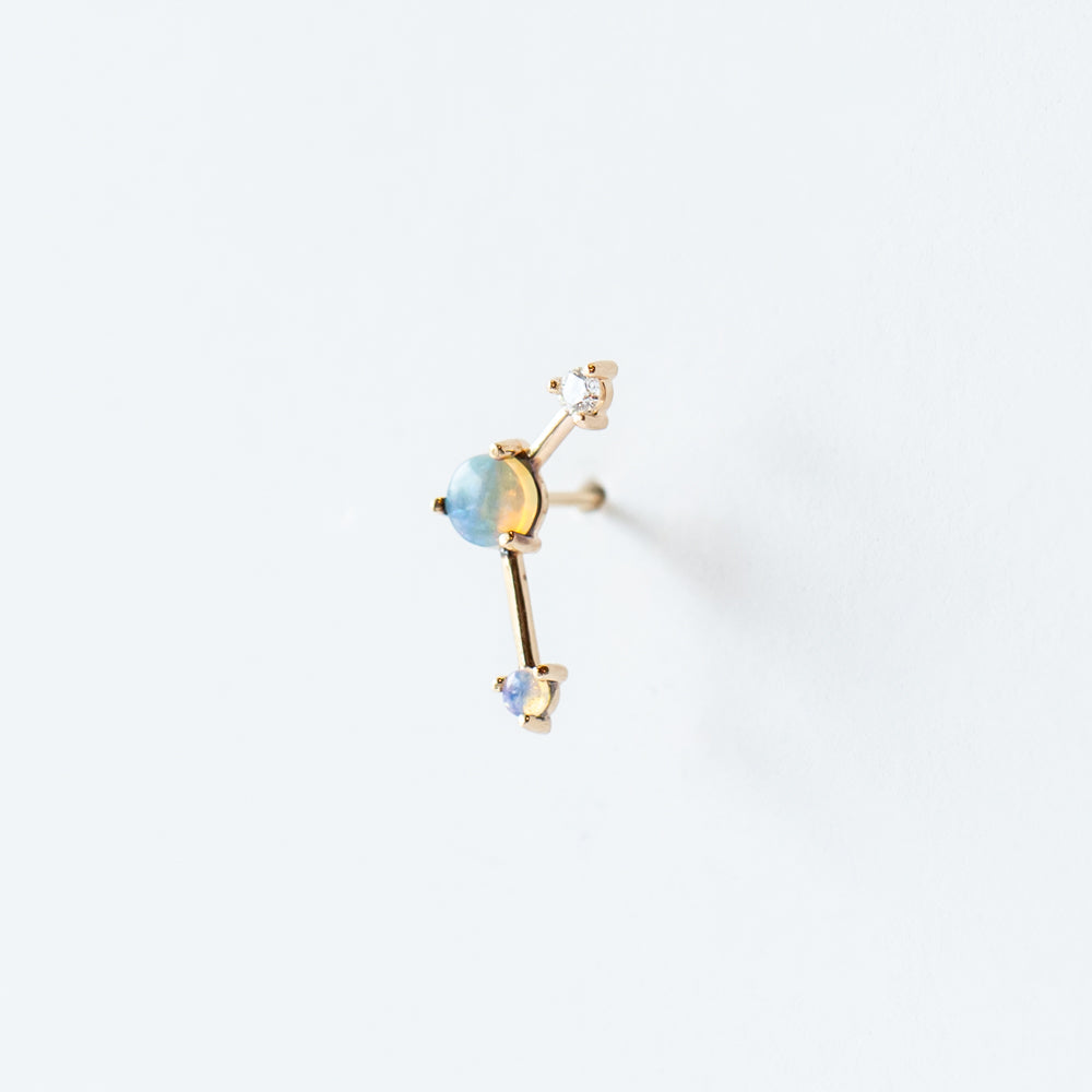 Wwake | Opal and Diamond Three-Step Point Earring (Single)