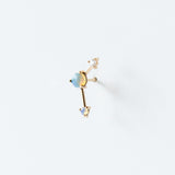 Wwake | Opal and Diamond Three-Step Point Earring (Single)
