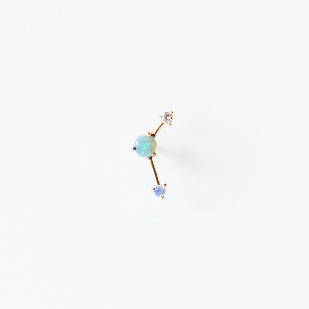 Wwake | Opal and Diamond Three-Step Point Earring (Single)