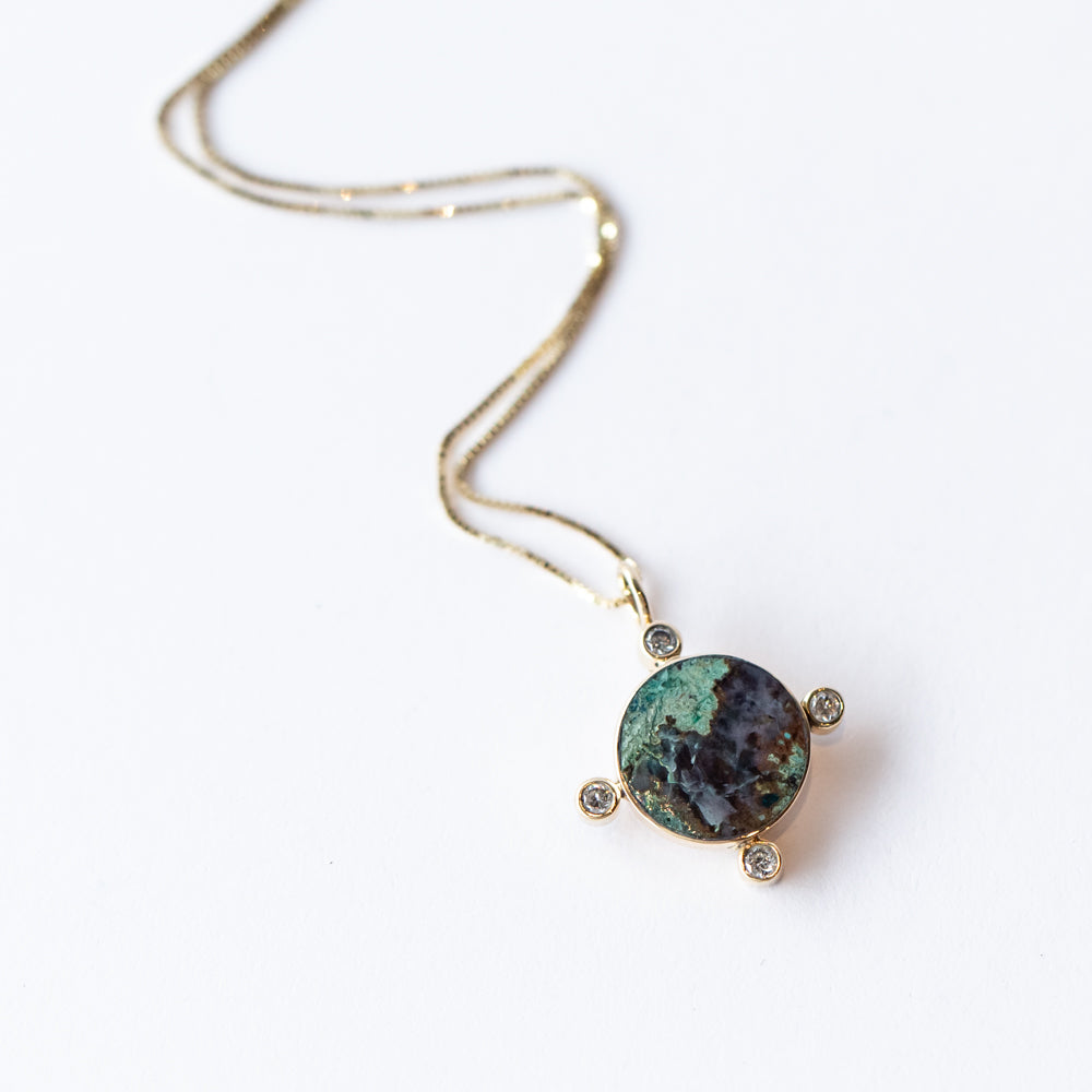 Malachite and Amethyst Compass Necklace