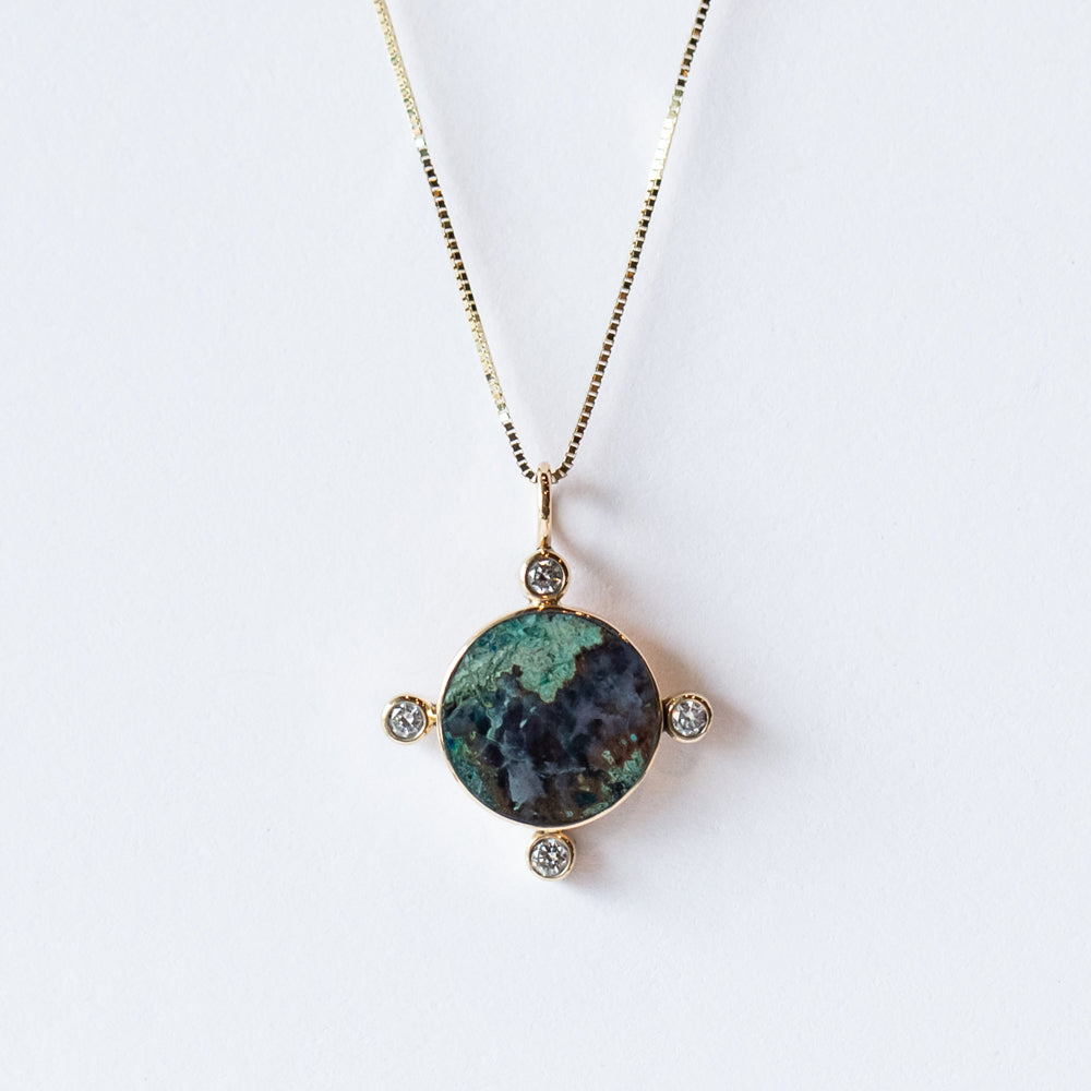 Malachite and Amethyst Compass Necklace