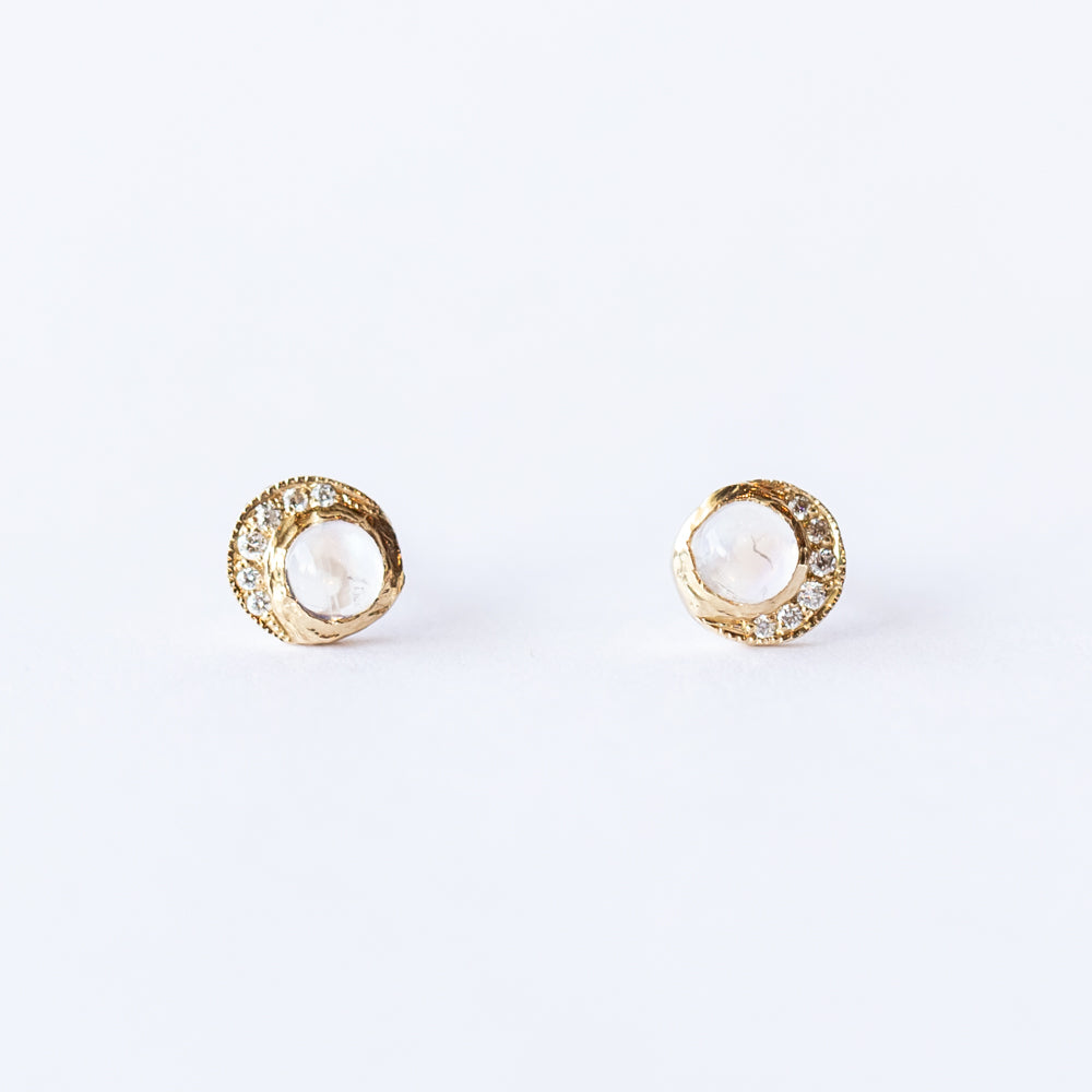 Baby Moon Moonstone Stud Earrings