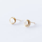 Baby Moon Moonstone Stud Earrings