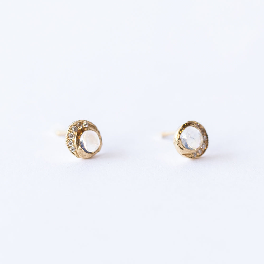 Baby Moon Moonstone Stud Earrings