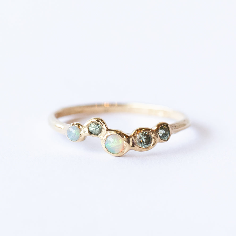 Effervescence Opal and Green Sapphire Ring