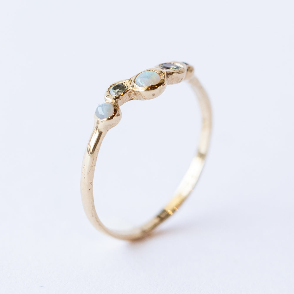 Effervescence Opal and Green Sapphire Ring