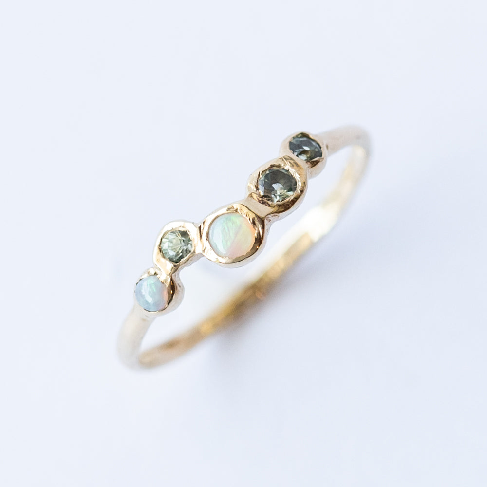 Effervescence Opal and Green Sapphire Ring