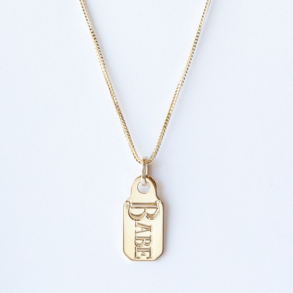 Price Tag Signet Charm, "BABE"