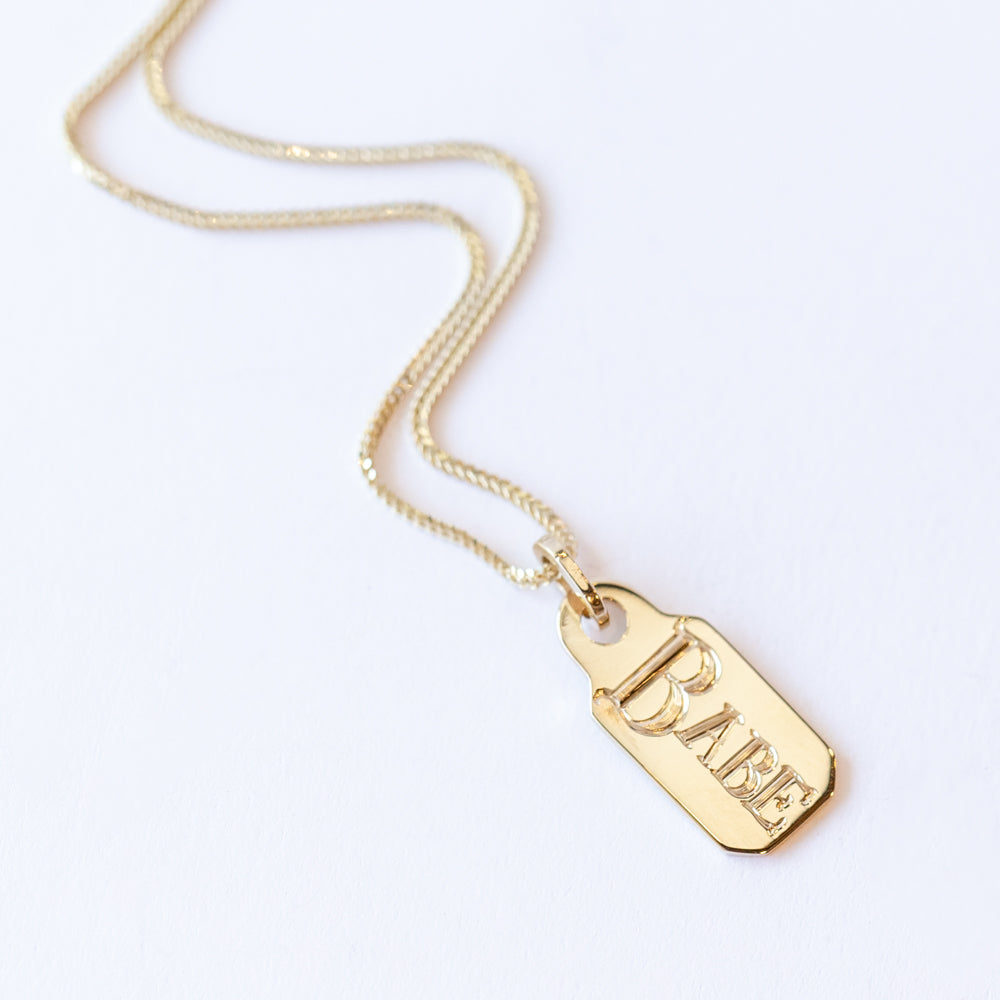 Price Tag Signet Charm, "BABE"