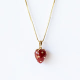 Petite Red Agate Strawberry Necklace