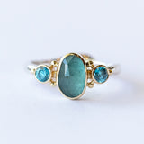 Grandiderite Ring with Blue Zircon