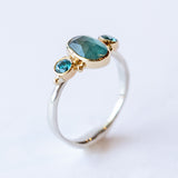 Grandiderite Ring with Blue Zircon