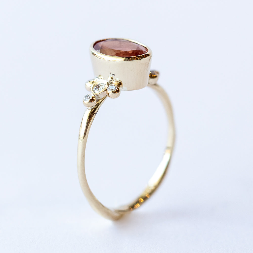 Oregon Sunstone and Diamond Ring