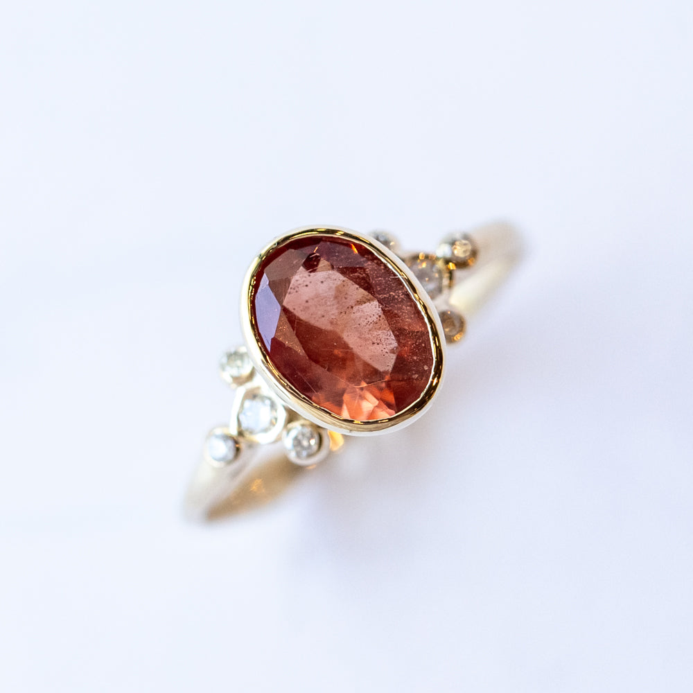 Oregon Sunstone and Diamond Ring