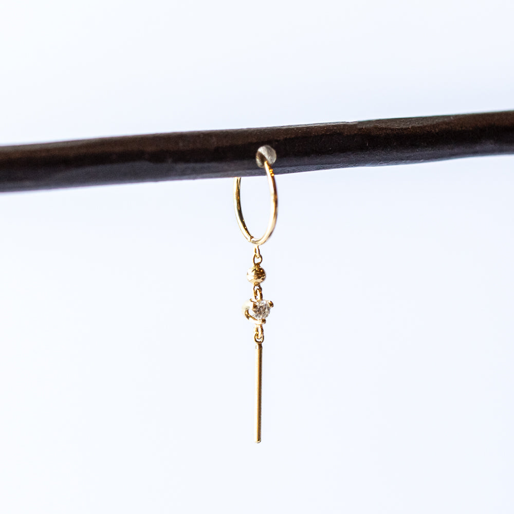 Diamond Huggie Drop Earring (Single)