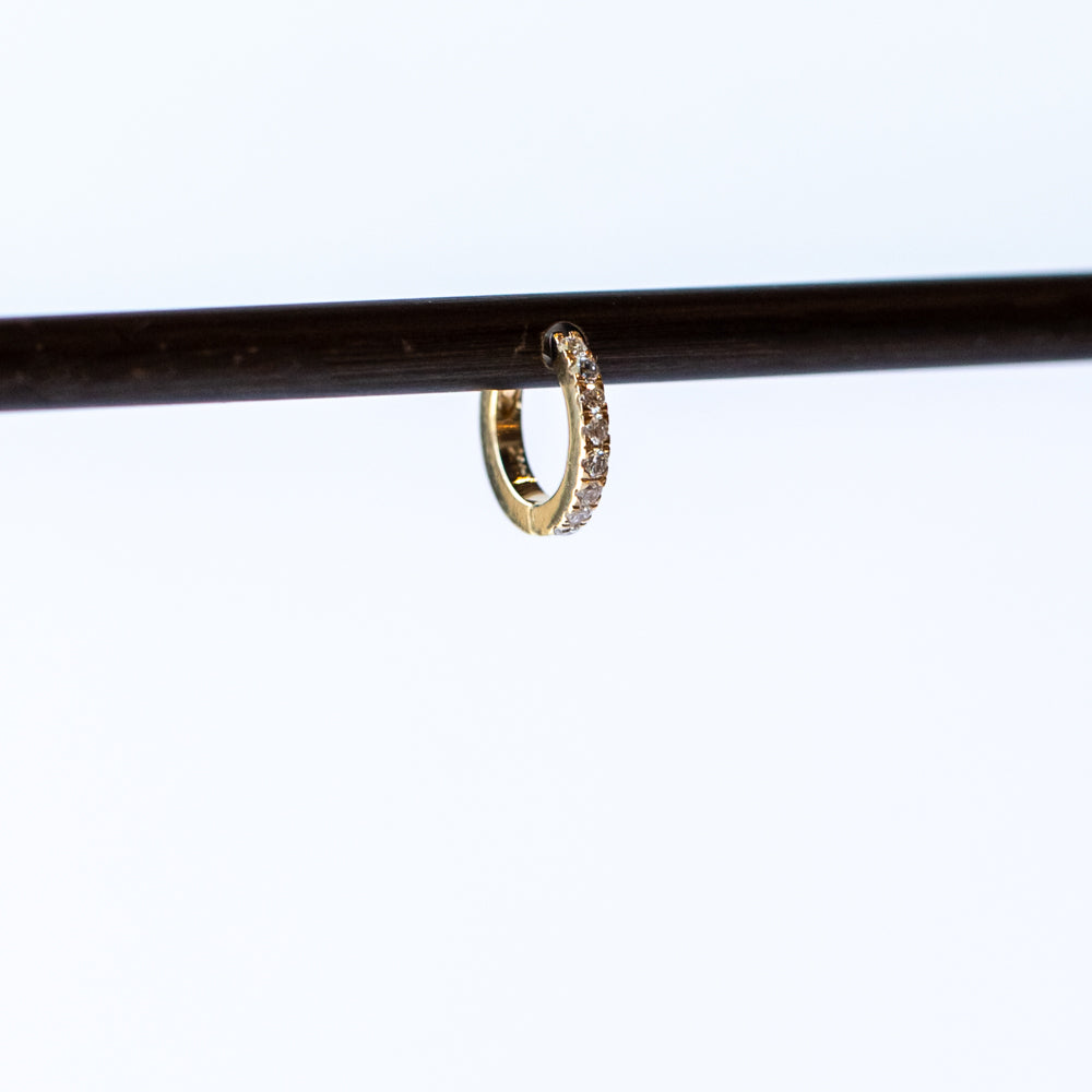 Half Pave Diamond Snuggie Earring, 6mm (Single)