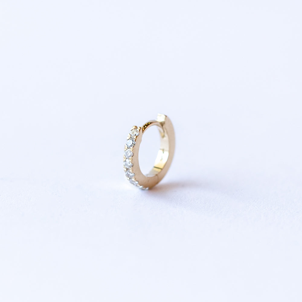 Half Pave Diamond Snuggie Earring, 6mm (Single)