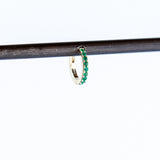 Half Pave Emearld Snuggie Earring, 8mm (Single)
