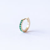 Half Pave Emearld Snuggie Earring, 8mm (Single)