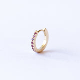 Half Pave Ruby Snuggie Earring, 8mm (Single)