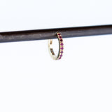 Half Pave Ruby Snuggie Earring, 8mm (Single)