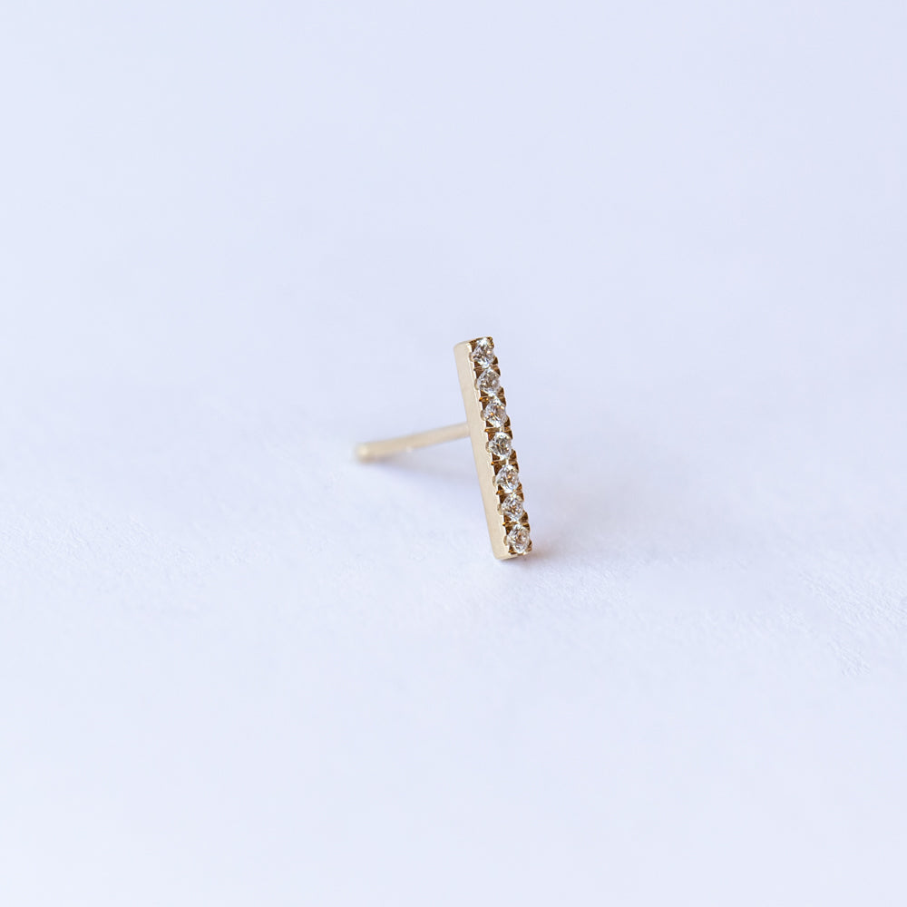 Pave Diamond Bar Stud Earring (Single)