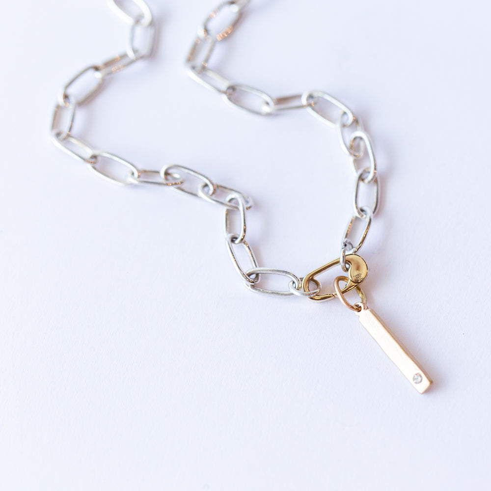 Heavy Paperclip Charm Chain Necklace