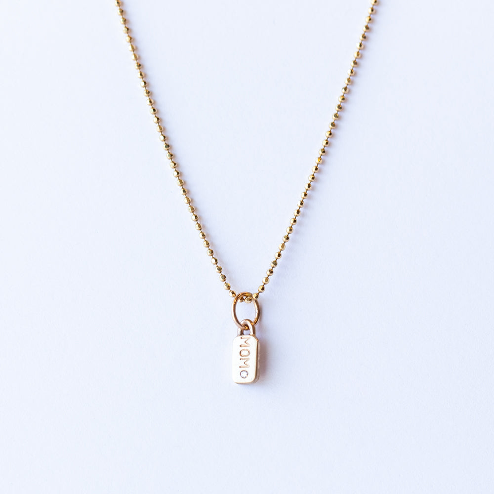 Itty Bitty "MOM" Bar Charm with Diamond