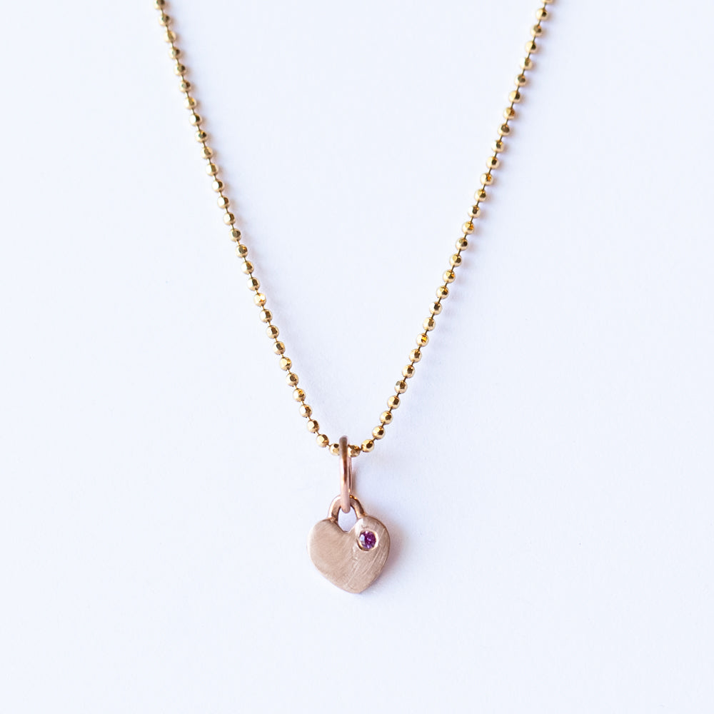 Itty Bitty Heart Charm with Pink Sapphire