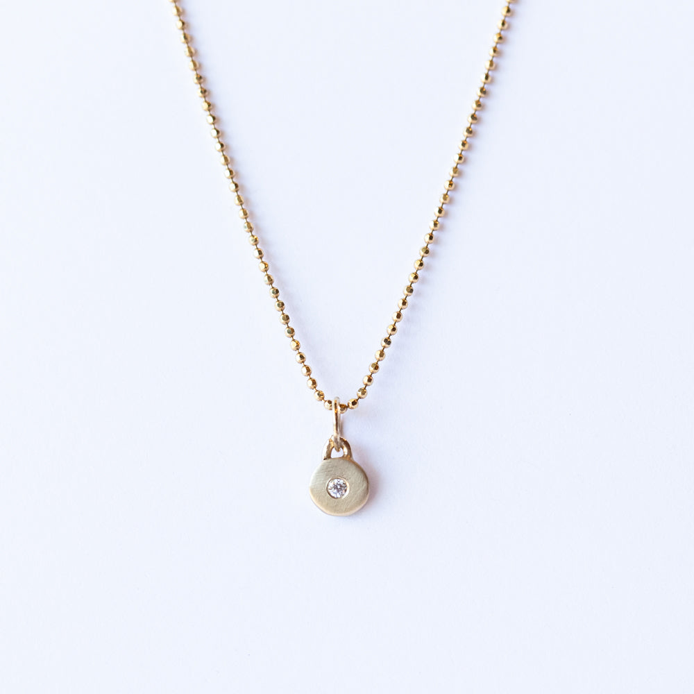 Gold Disc Charm with Diamond