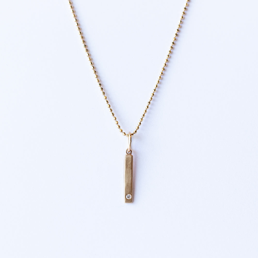 Skinny Tiny Bar Charm with Diamond