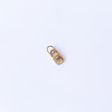 Tiny Padlock Charm with Three Diamonds