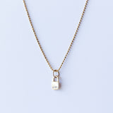 Tiny Padlock Charm with Three Diamonds