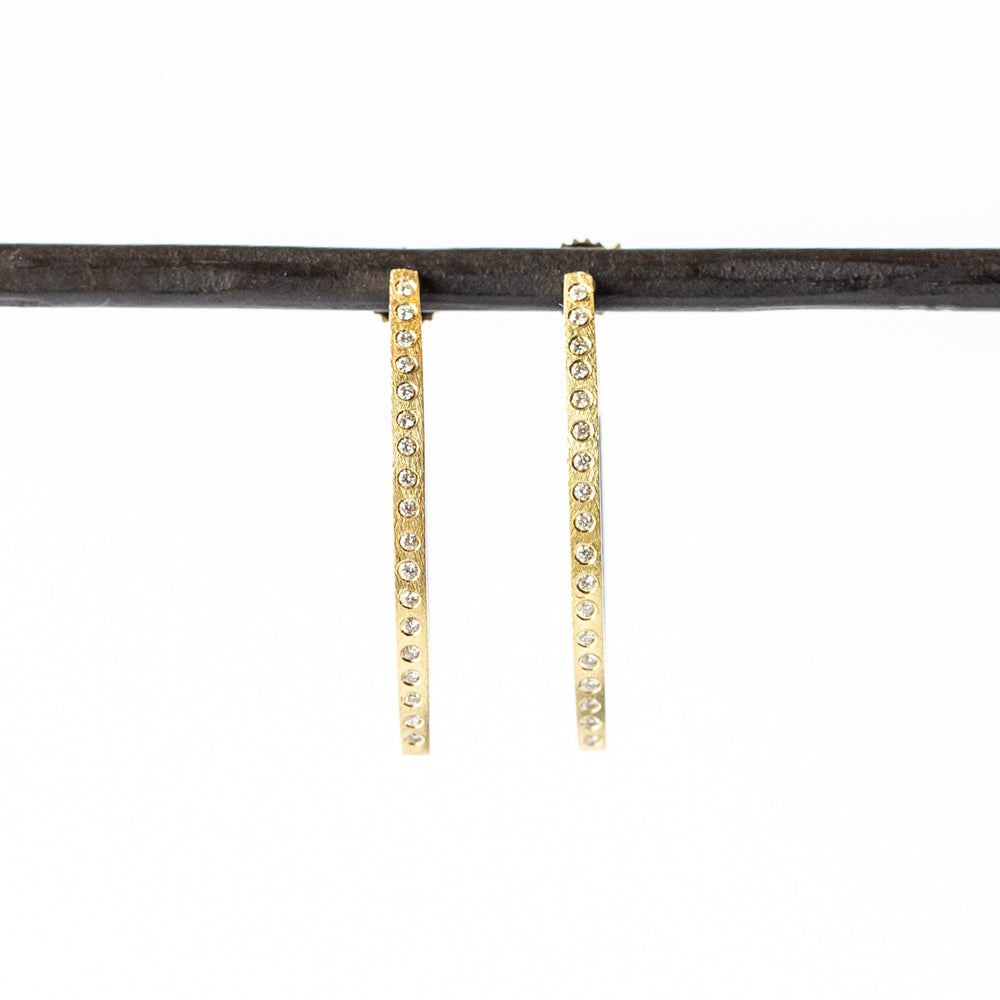 Celine Marquise White Diamond Hoop Earrings, Medium