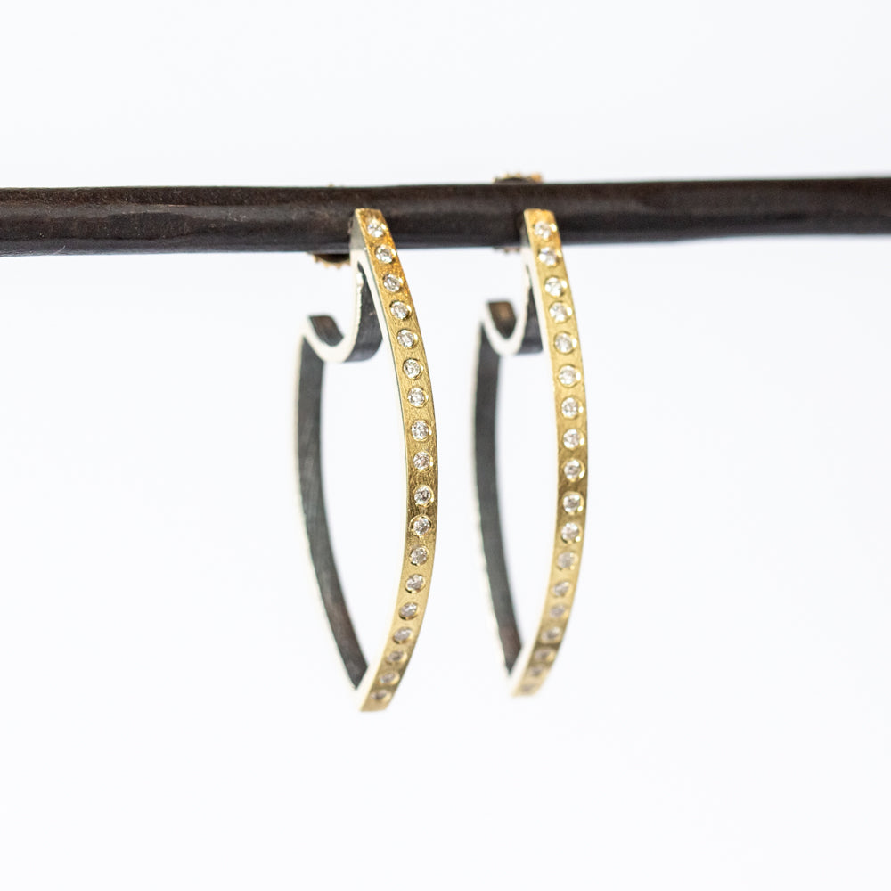 Celine Marquise White Diamond Hoop Earrings, Medium