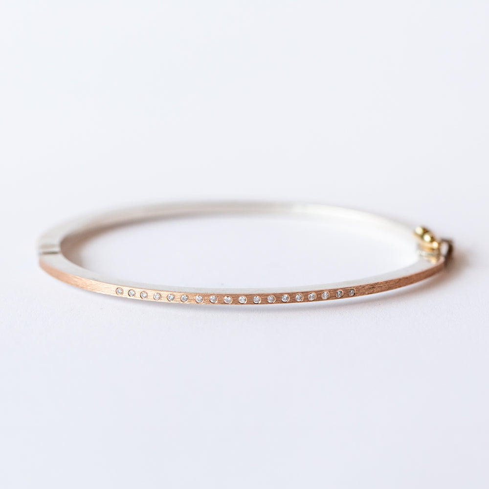 Laura 1.8mm Rose Gold, Silver and Diamond Bangle