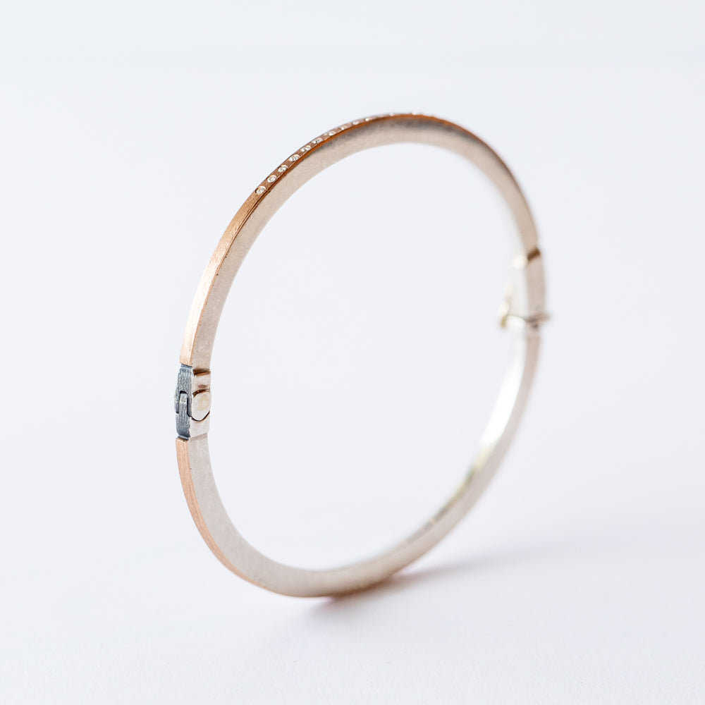 Laura 1.8mm Rose Gold, Silver and Diamond Bangle