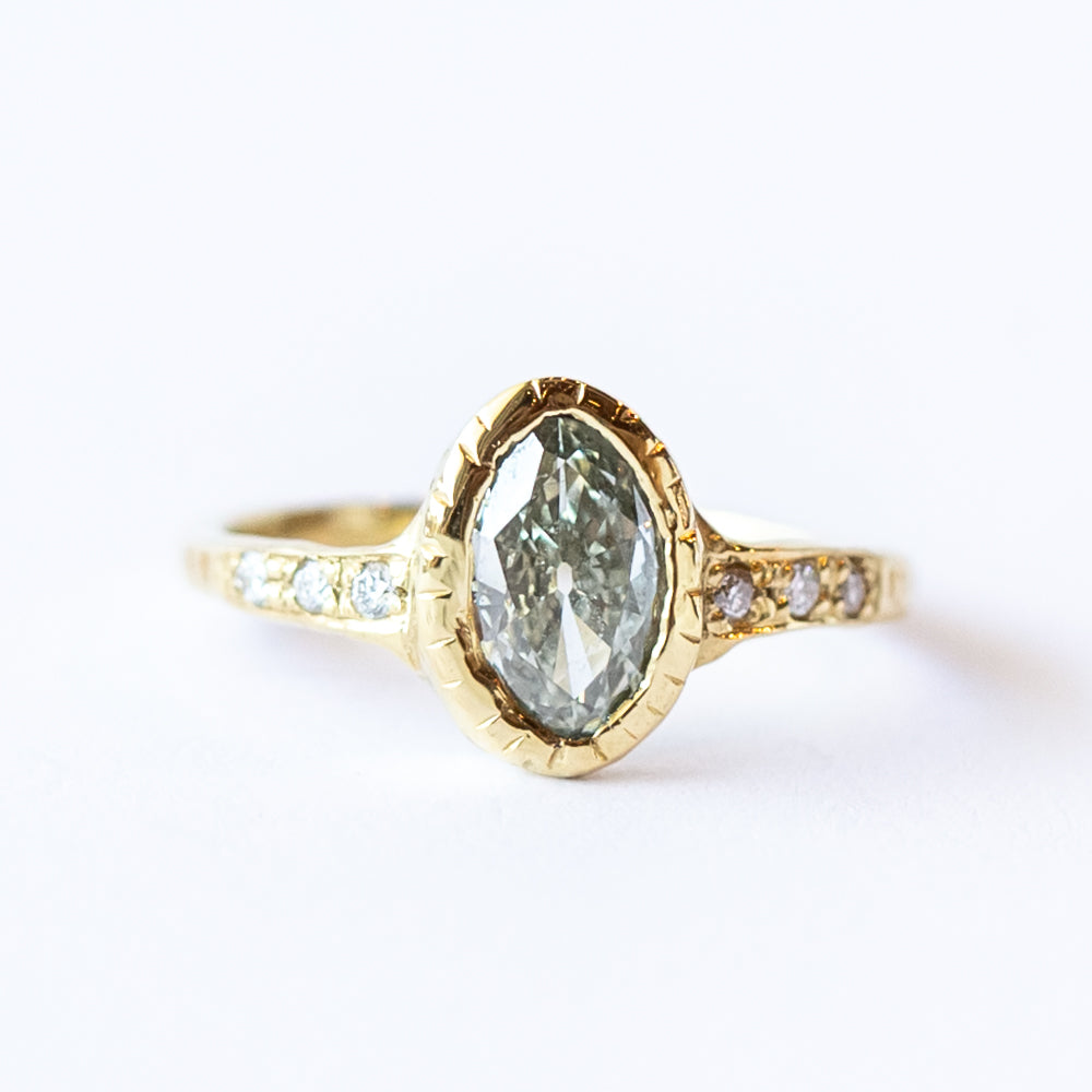 Radiant Champagne Diamond Bezel Ring