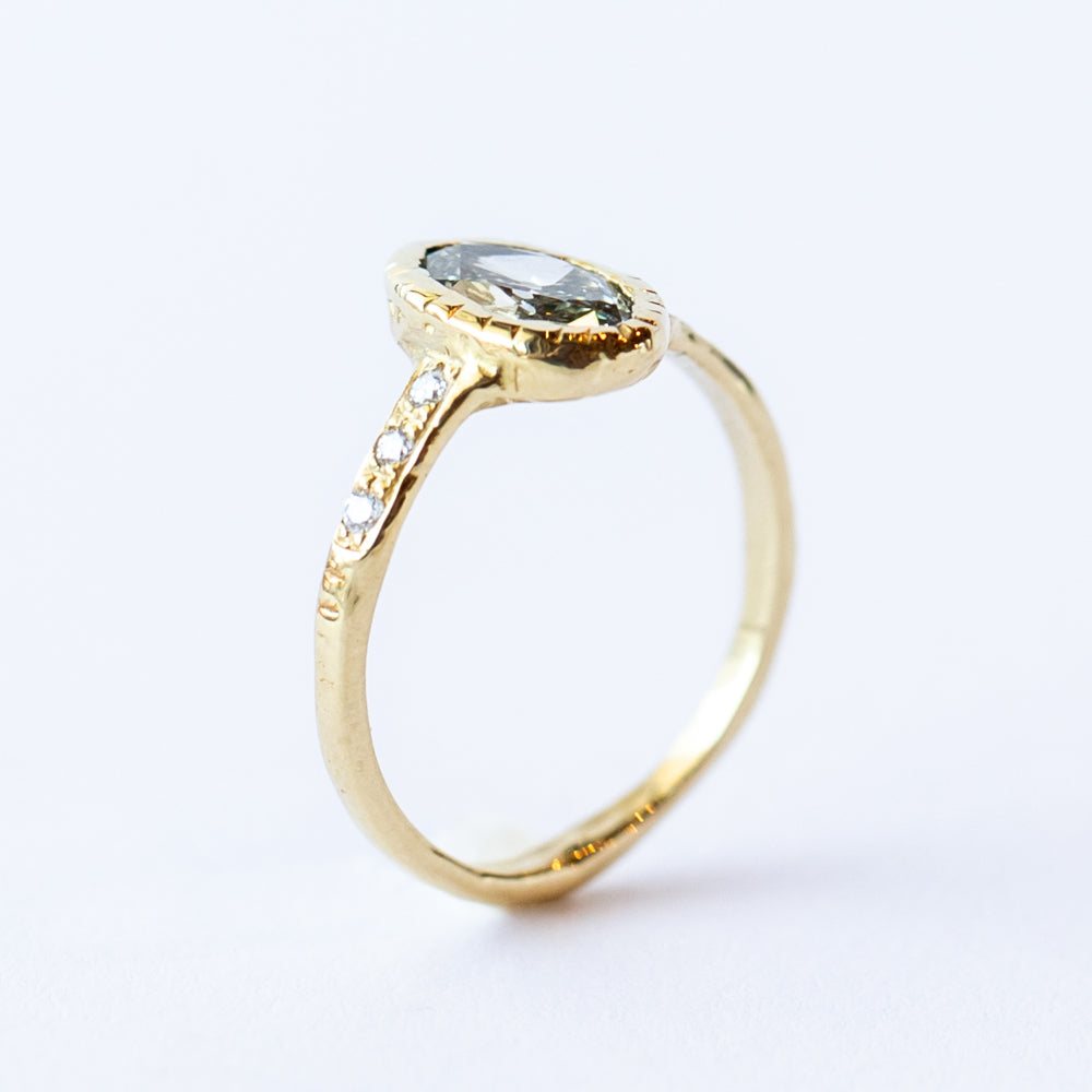 Radiant Champagne Diamond Bezel Ring