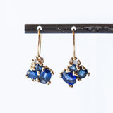 Blue Sapphire Cluster Drop Earrings