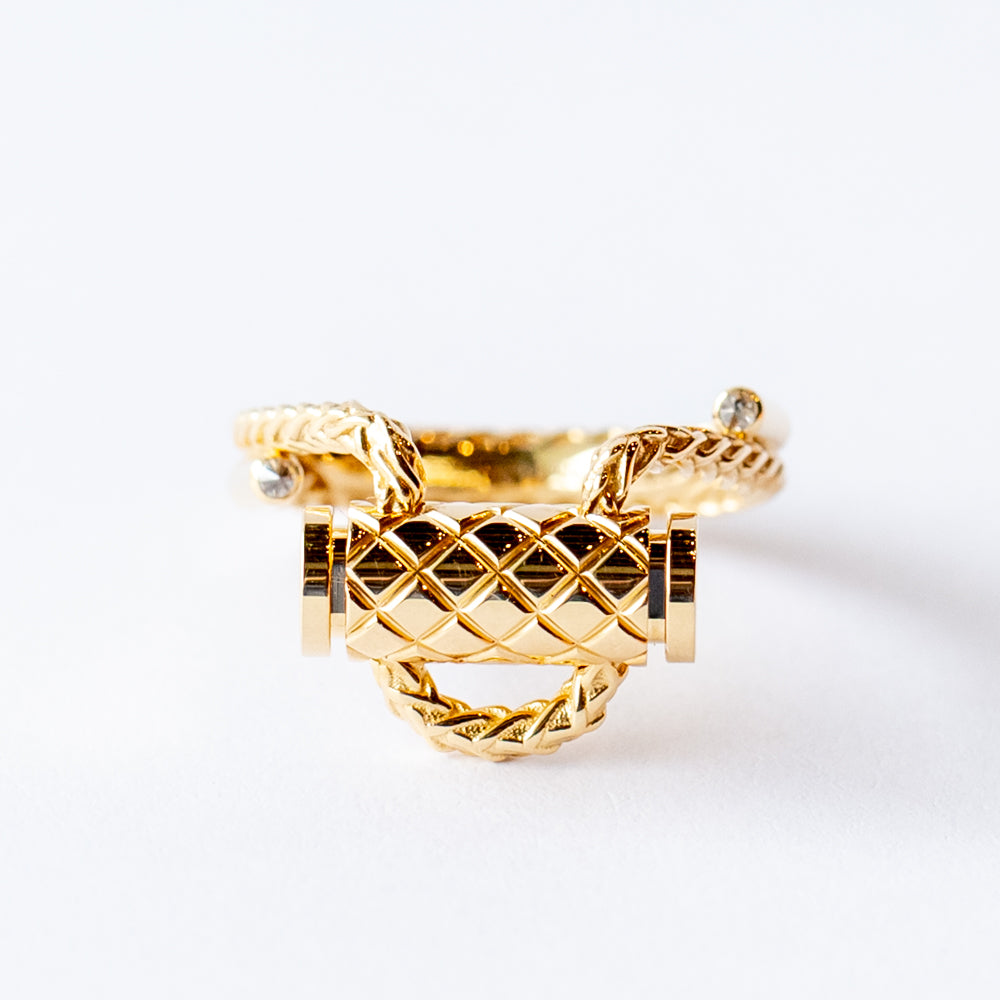 Gold and Diamond Latch Ring