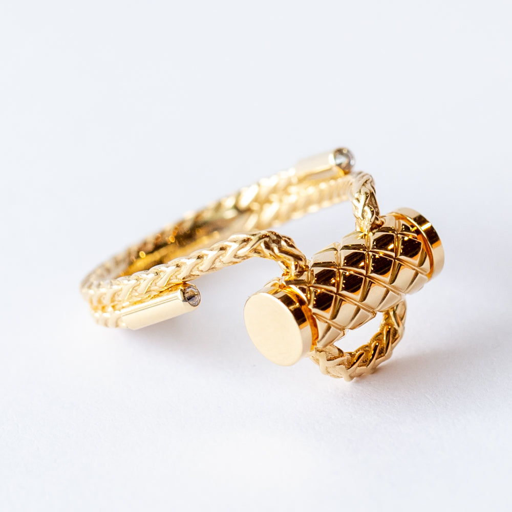 Gold and Diamond Latch Ring