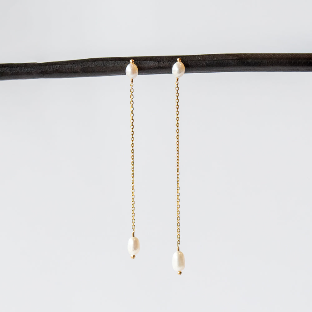 Wwake | Long Pearl Shower Earrings