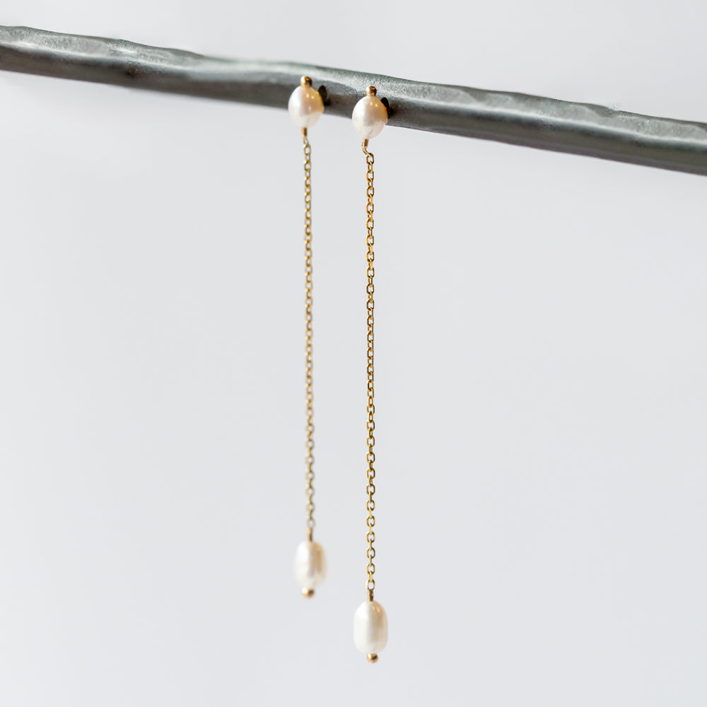 Wwake | Long Pearl Shower Earrings