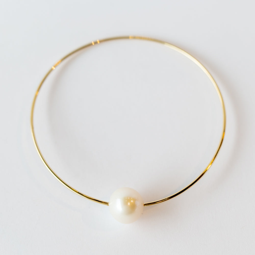 Pearl Orbit Bangle Bracelet