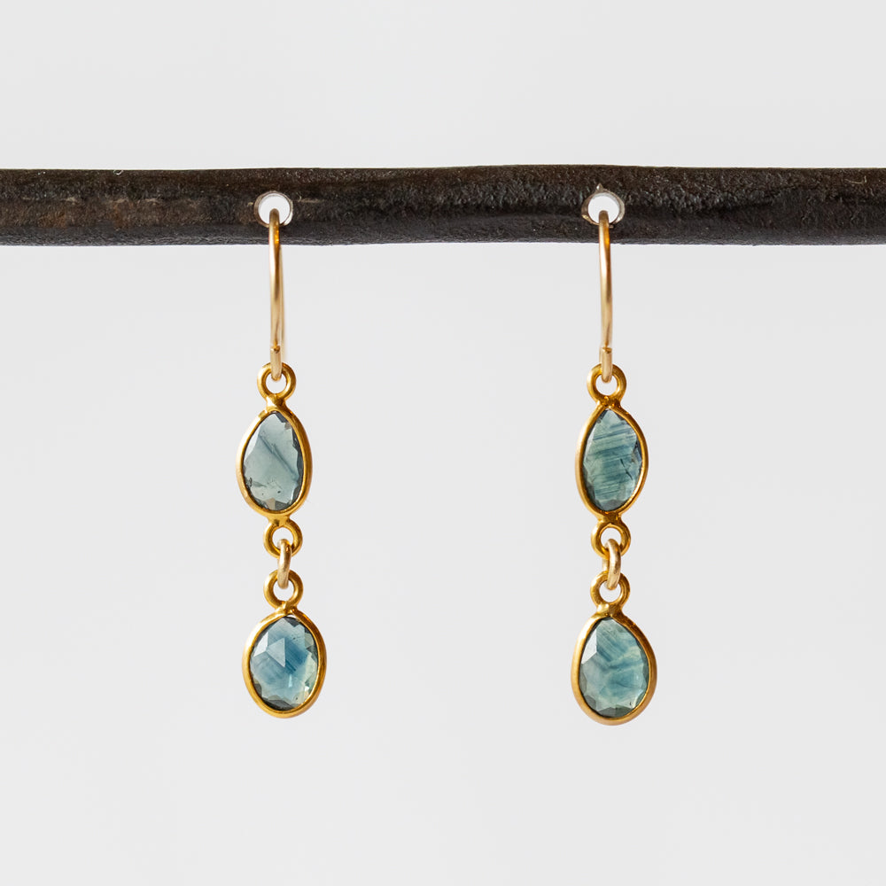 Double Sapphire Drop Earrings
