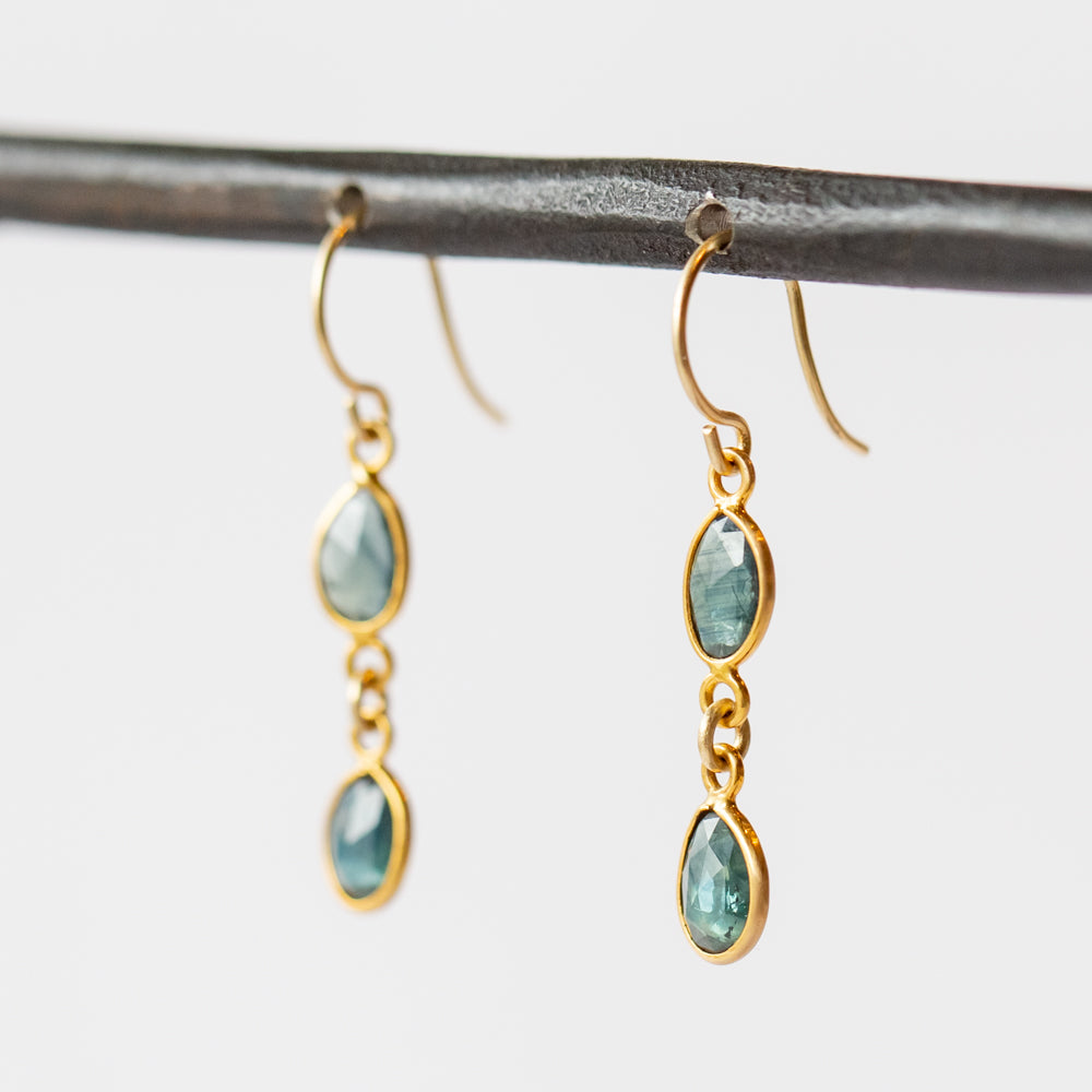 Double Sapphire Drop Earrings