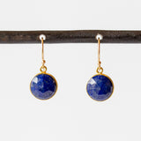 Round Faceted Lapis Drop Earrings