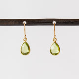 Teardrop Faceted Peridot Drop Earrings